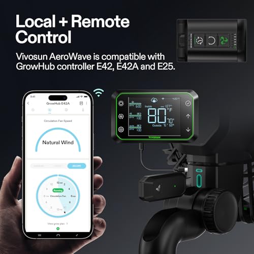 VIVOSUN AeroWave E6 Gen2, Grow Tent Clip Fan 6”, EC Motor, Smart Control, Powerful Oscillating Fan, Local Timer, Weatherproof IP54, for Hydroponics Circulation Cooling, Black