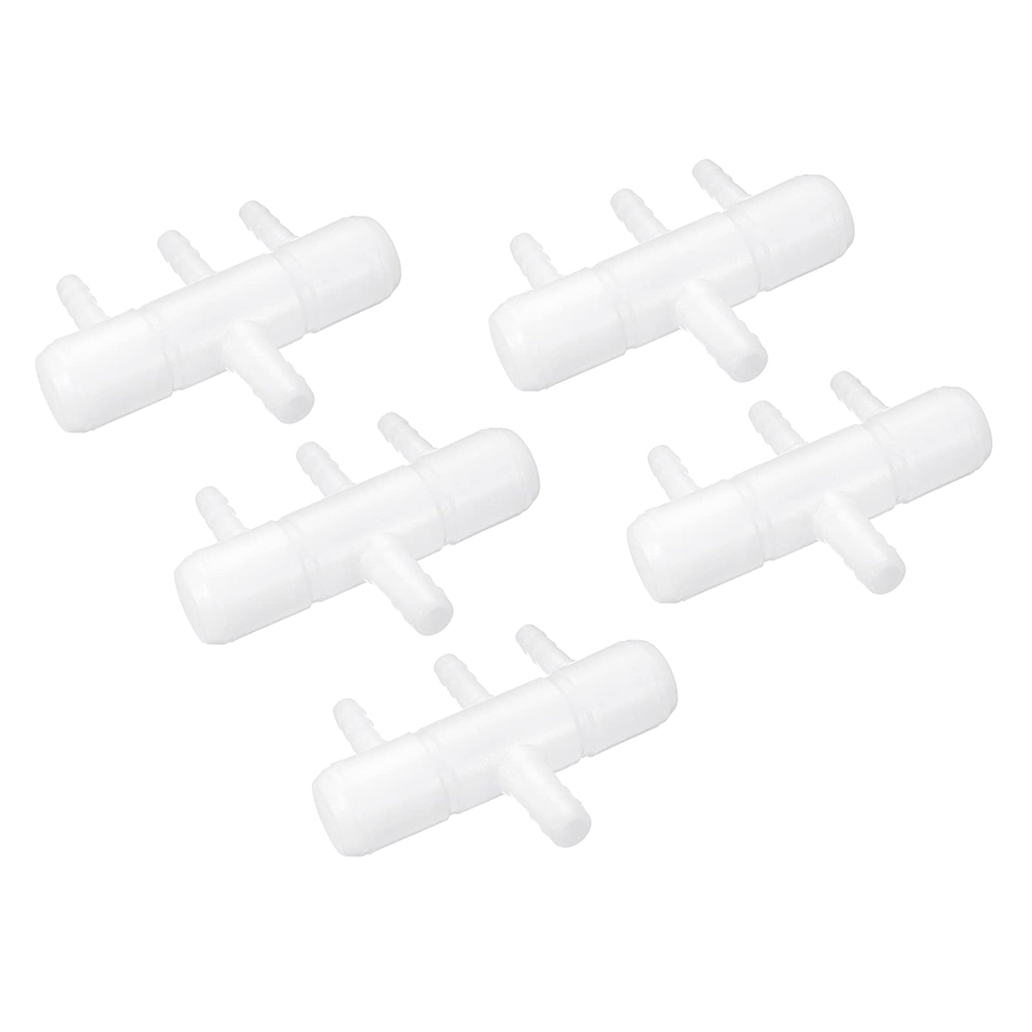 uxcell 5Pcs 8mm to 5.5mm 3 Ways Air Line Tubing Splitter Connector Fish Tank Oxygen Pipe Air Tubing Adapter for Aquarium, White