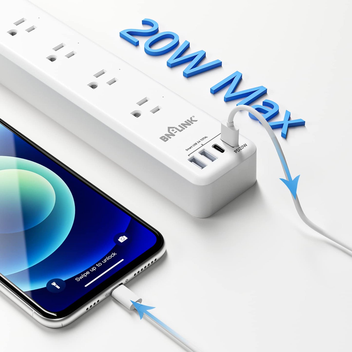Smart Plug Power Strip,Surge Protector with 6 Individually Controlled Smart Outlets, 4 USBs (incl. 20W USB-C), Compatible with Alexa and Google Home