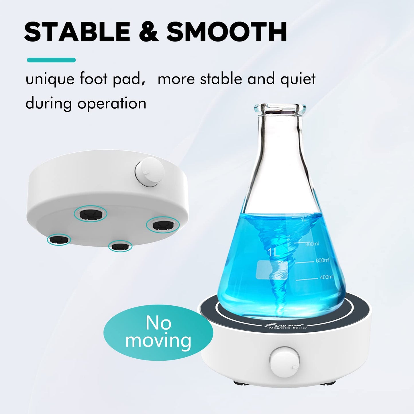 LAB FISH Laboratory Magnetic Stirrer 1800PRM Magetic Mixer Max Stirring 3000ml Capacity Stir Plate with 3 PCS Stir Bar Egg for Lab and Homebrew