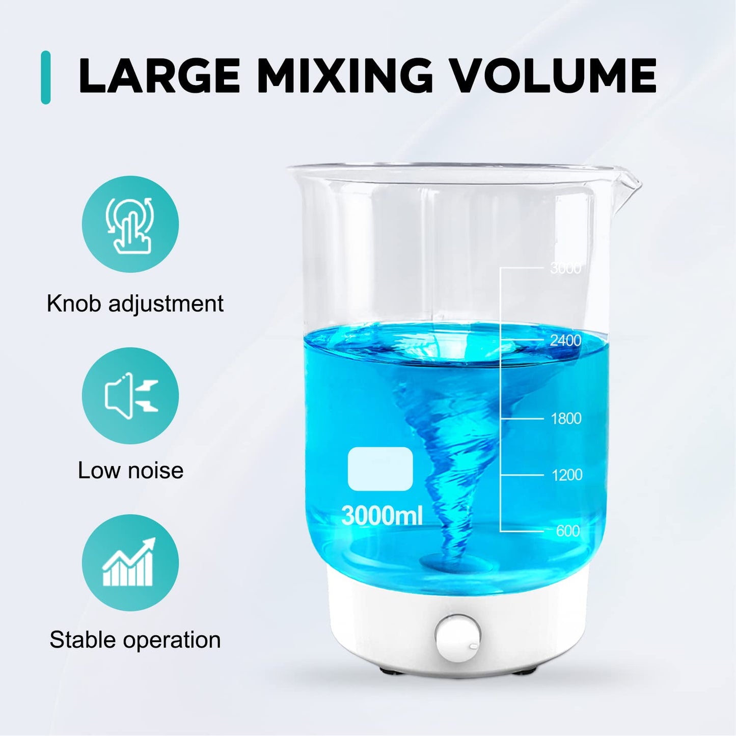 LAB FISH Laboratory Magnetic Stirrer 1800PRM Magetic Mixer Max Stirring 3000ml Capacity Stir Plate with 3 PCS Stir Bar Egg for Lab and Homebrew