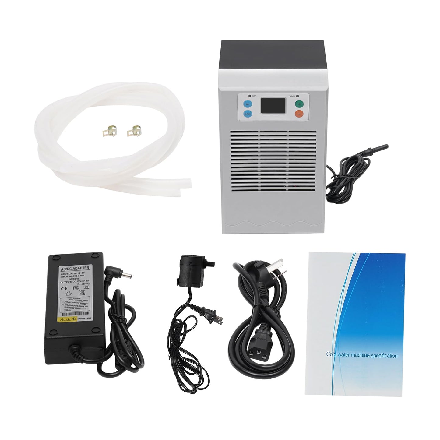Jiabailie Aquarium Chiller,30L/7.93GAL Water Chiller for Fish Tank w/Water Pump,100W Hydroponics Water Cooler Fish Tank Chiller Constant Temperature Cooling System for Fish Tank,Jellyfish,Coral