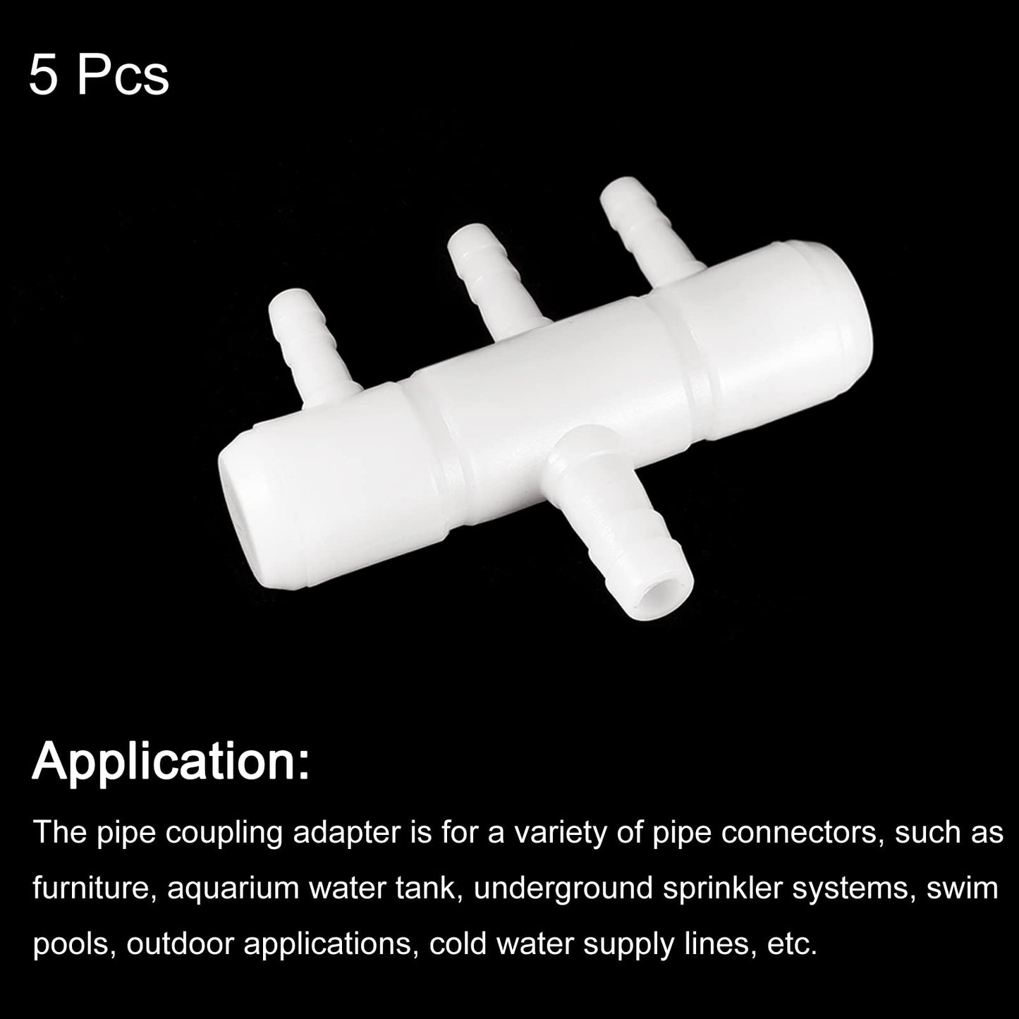 uxcell 5Pcs 8mm to 5.5mm 3 Ways Air Line Tubing Splitter Connector Fish Tank Oxygen Pipe Air Tubing Adapter for Aquarium, White
