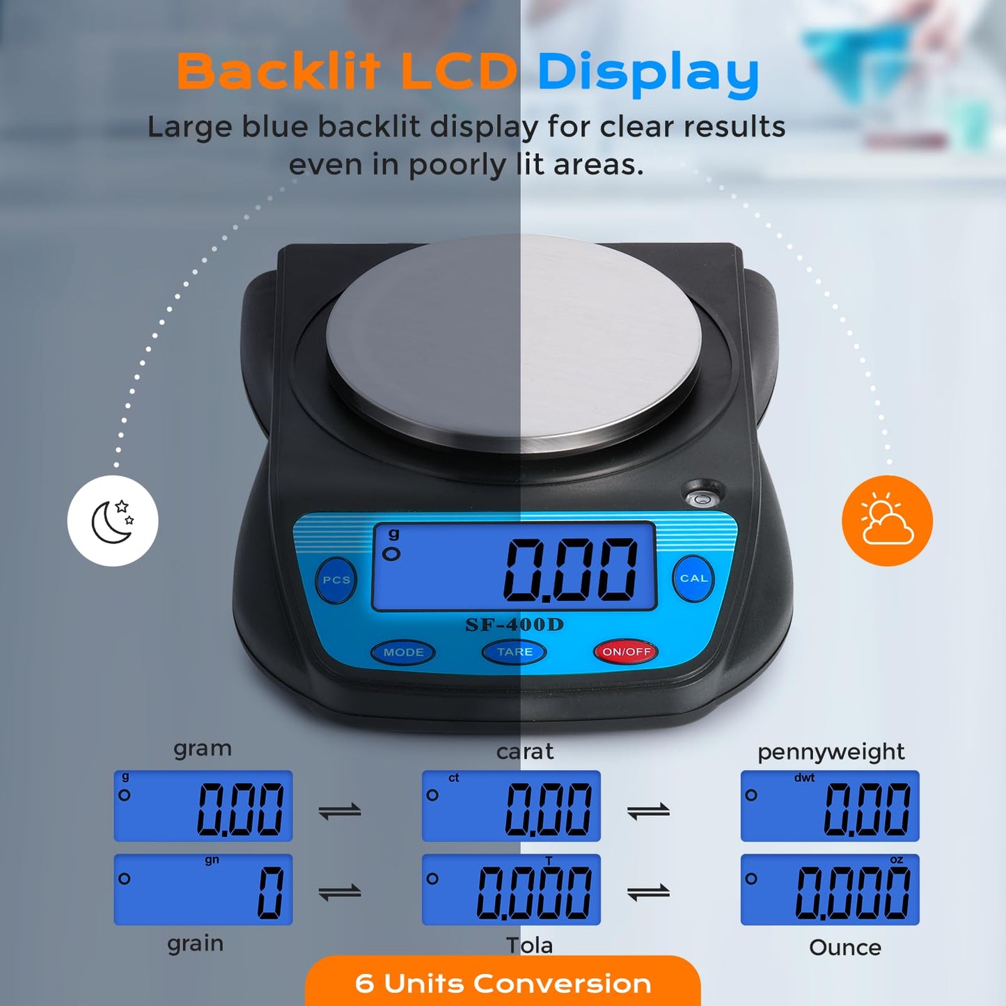 Bonvoisin Digital Lab Scale 600g x 0.01g Precision Electronic Scale LCD Display Analytical Balance Jewelry Scale Scientific Scale 0.01g Accuracy