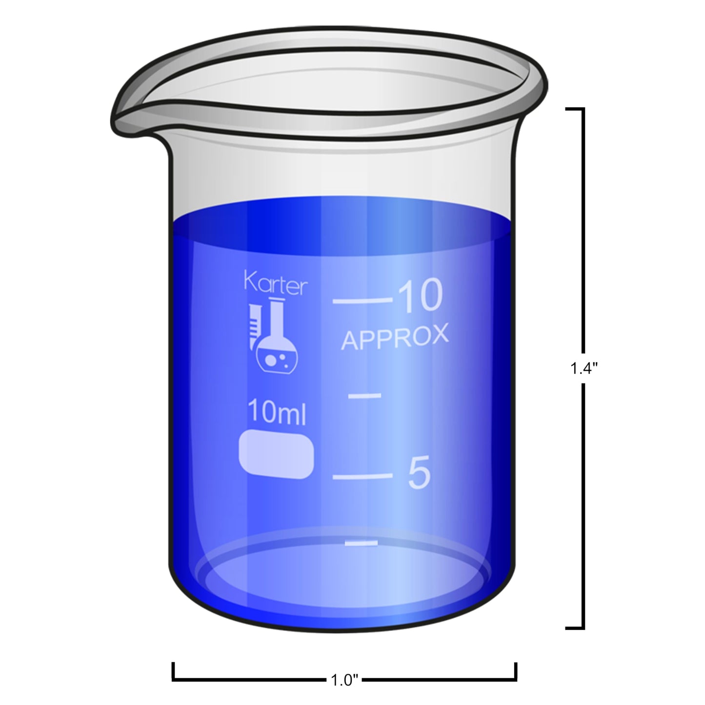 Karter Scientific, 3.3 Boro, Griffin Low Form, Glass Beaker Set - 6 Sizes - 10ml, 50ml, 100ml, 250ml, 500ml, 1000ml