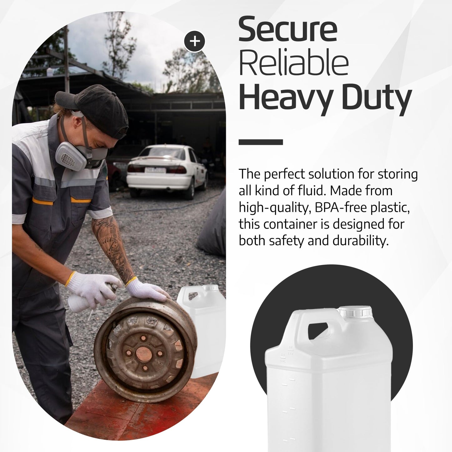2.5 Gallon Water Jug – Heavy-Duty HDPE Carboy for Automotive Oil, Chemical & Liquid Storage – 10 Quart Mixing Container with Secure Lid – Made in USA