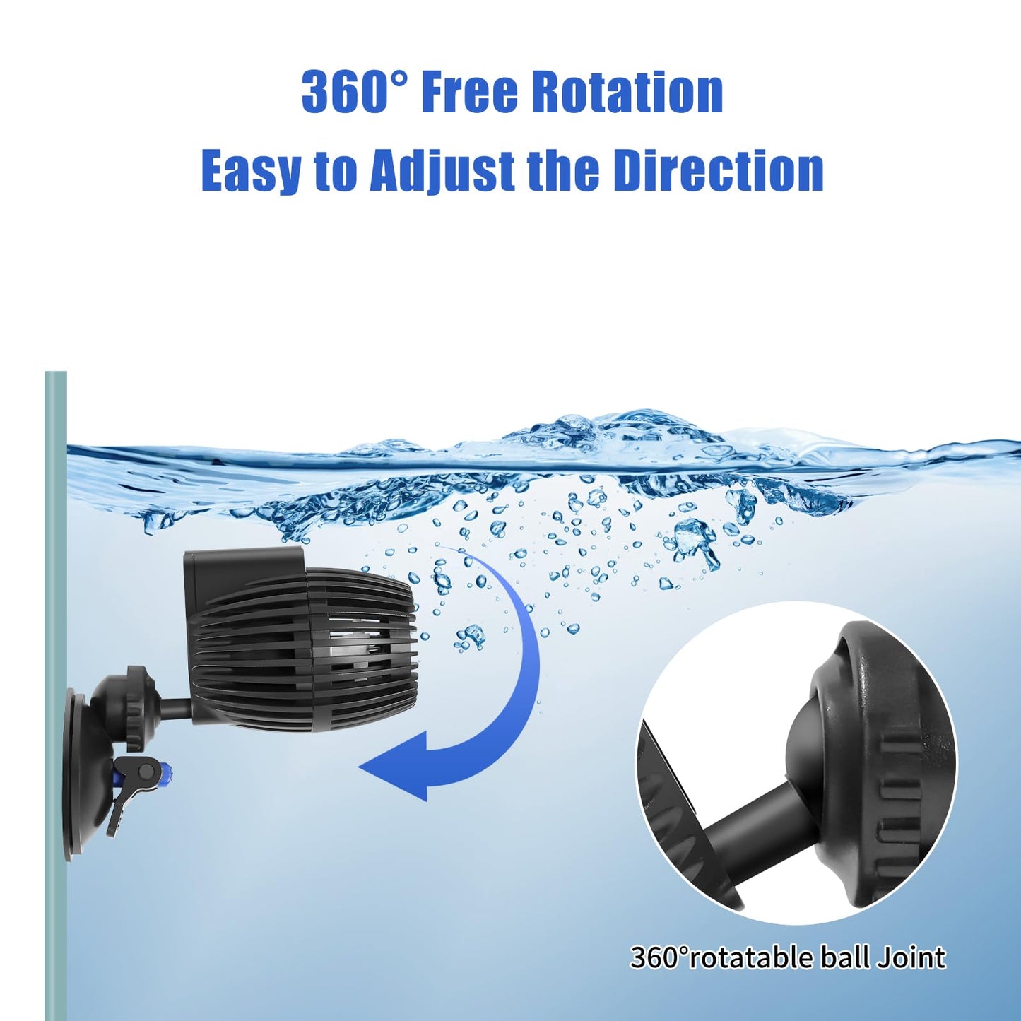 AQUANEAT Circulation Pump, 800GPH Aquarium Wave Maker, Fish Tank Powerhead Submersible Water Pump with Suction Cup