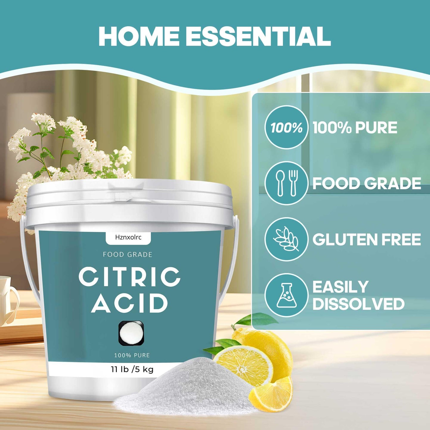 11 lb Citric Acid Powder Food Grade, Citric Acid for Cleaning, 100% Pure, Natural Preservative, Ideal for Cooking and Baking, Citric Acid for Bath Bombs and Canning