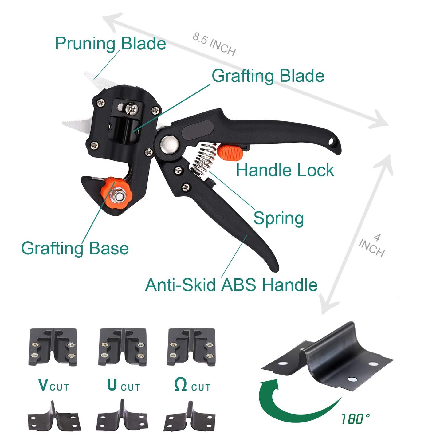 Professional Grafting Tool Kit - 3-in-1 Pruner with SK5 Blades, Grafting Knife, Tapes, Labels & Clips - Fruit Tree Grafting Supplies for Apples, Peaches, Grapes (Gardening Grafting Tools)