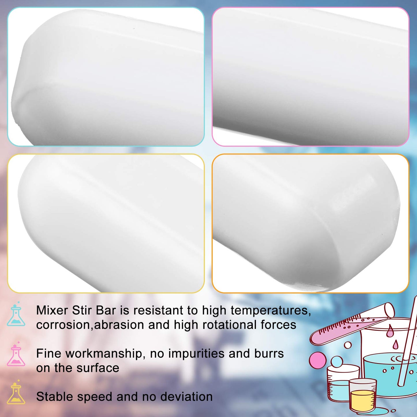 Weewooday 8 Pieces PTFE Magnetic Mixer Stirrer Bar, White Color Stainless Steel Laboratory PTFE Stir Plate Bar, Mixing Plate Magnet Stick (30 mm/ 1.18 Inch)