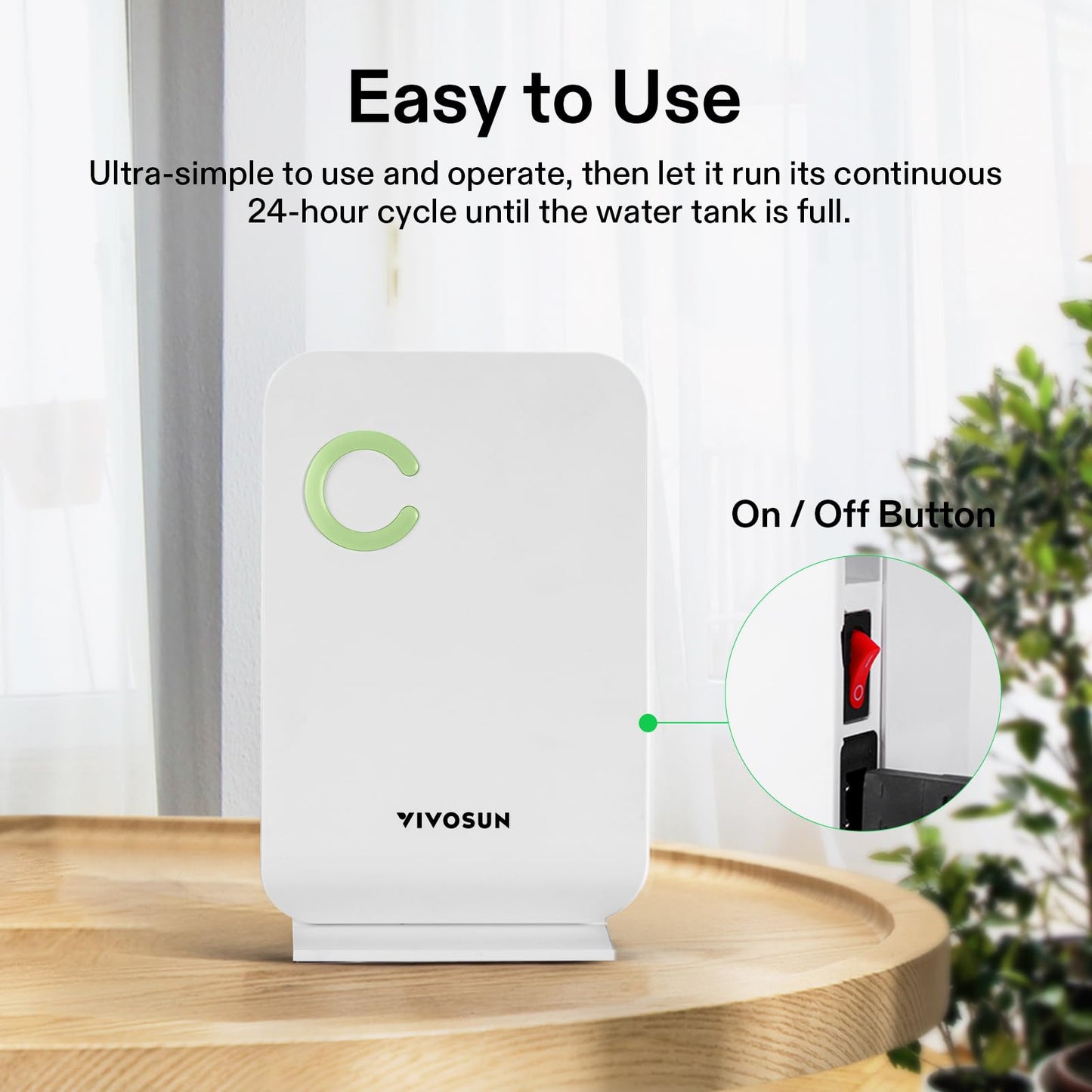VIVOSUN Small Space Mini Dehumidifier, Ultra-Quiet Auto Shut-off Dehumidifier for Grow Tent, Bedroom, Bathroom, RV, Closet