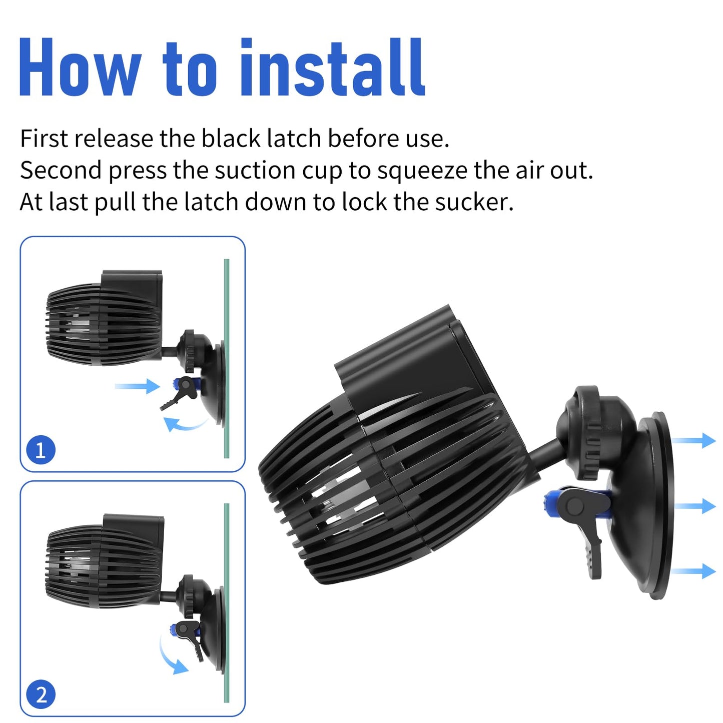 AQUANEAT Circulation Pump, 800GPH Aquarium Wave Maker, Fish Tank Powerhead Submersible Water Pump with Suction Cup