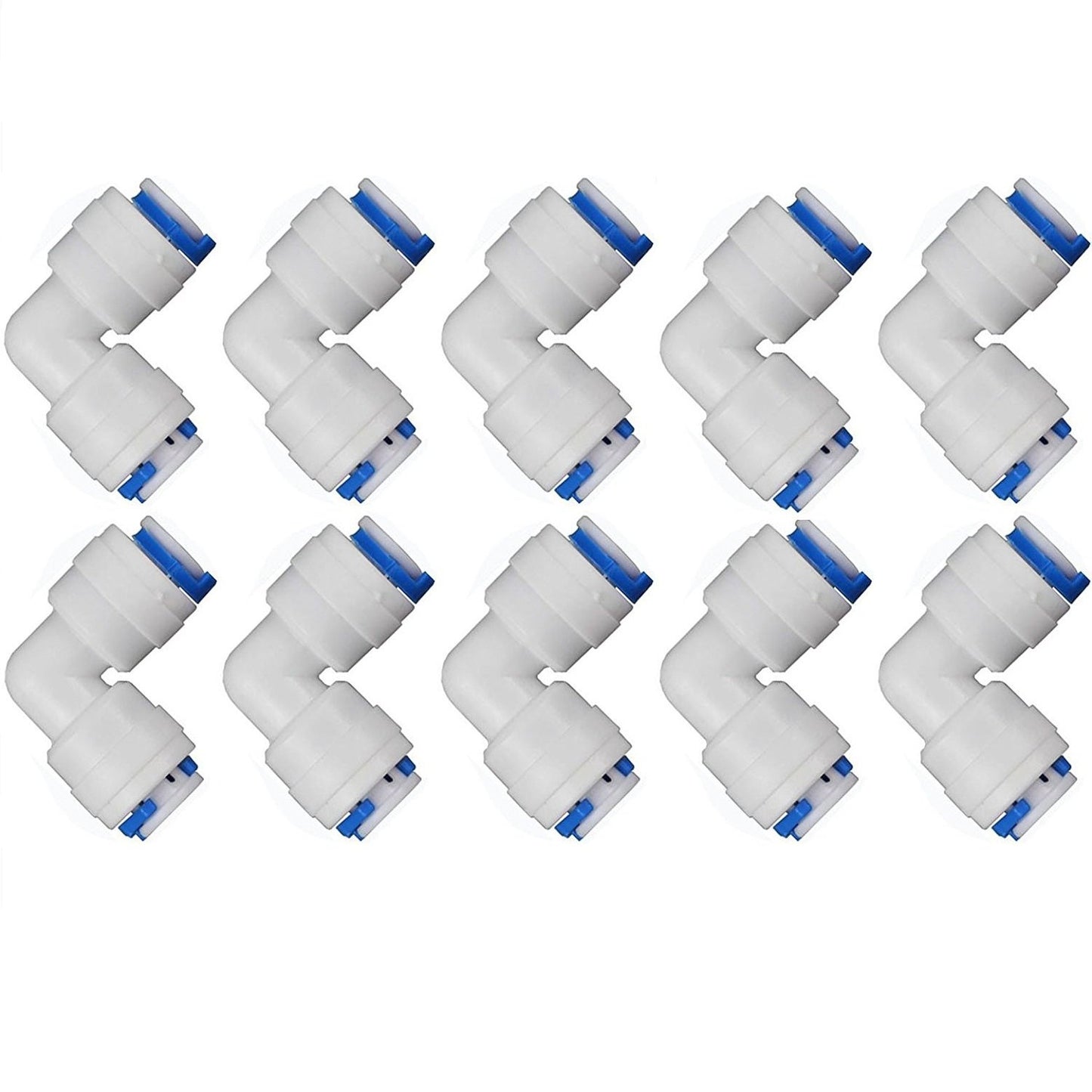 Lemoy 1/4 inch Tube to 1/4 inch Tube push fit elbow quick connect for RO water system Set Of 10