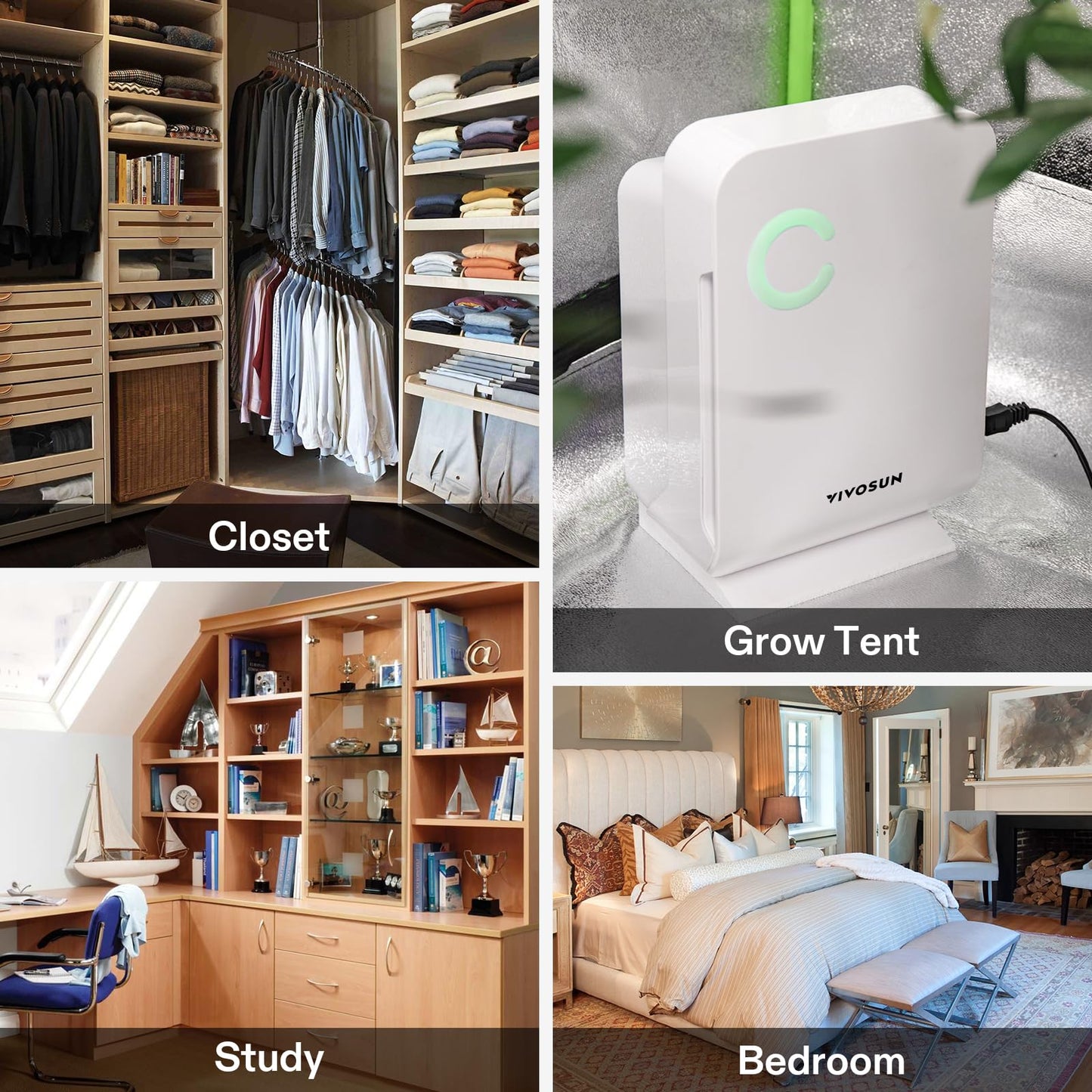 VIVOSUN Small Space Mini Dehumidifier, Ultra-Quiet Auto Shut-off Dehumidifier for Grow Tent, Bedroom, Bathroom, RV, Closet