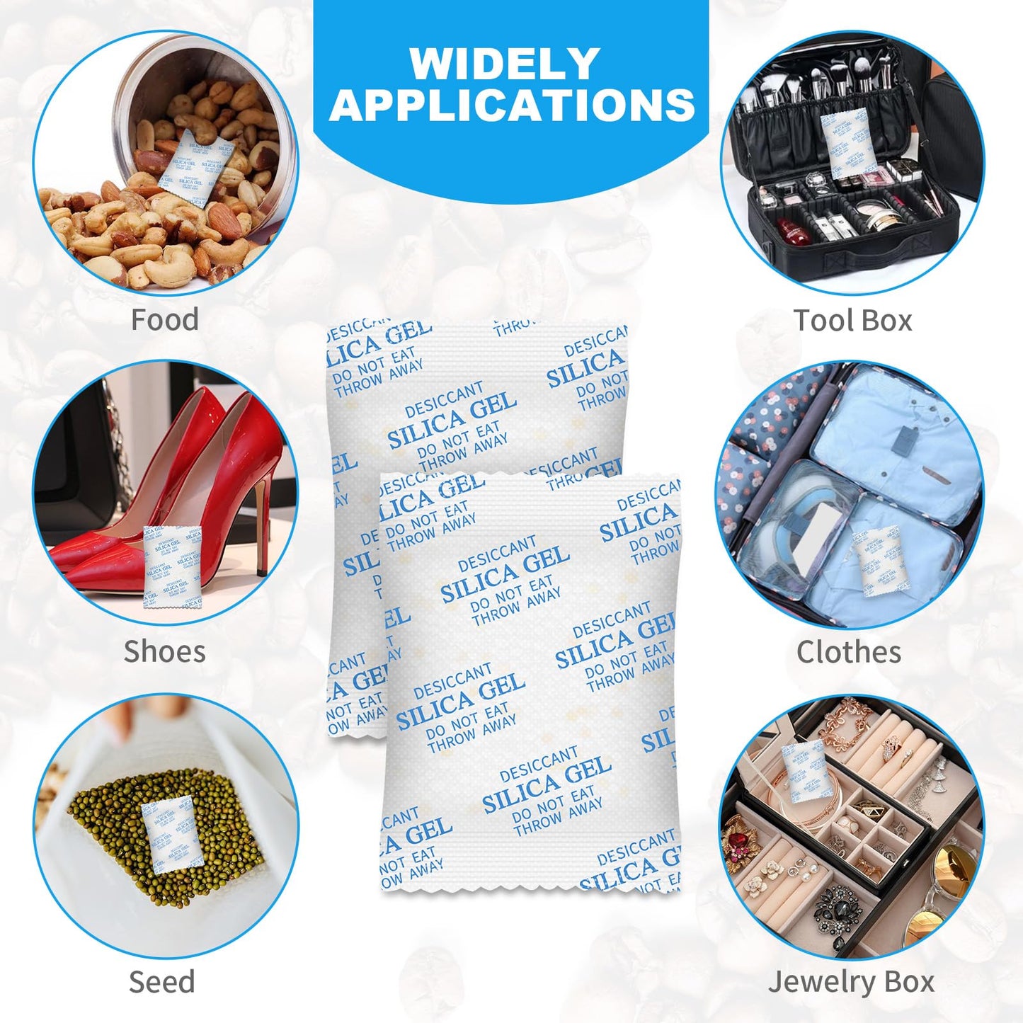 Silica Gel Packets - 10 Gram 120 Packs Moisture Absorbers, Food Grade Desiccant Packs for Storage, Premium Color Indicating Desiccant Packs for Storage, Widely Used for Foods, Electronics, Jewelry