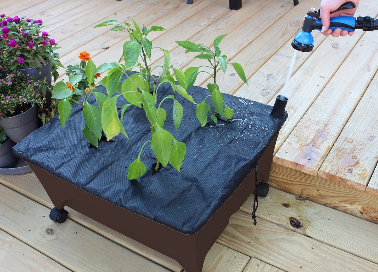 Emsco Group 2345 City Raised Bed Grow Box – Self Watering and Improved Aeration – Mobile Unit with Casters-Brown Picker