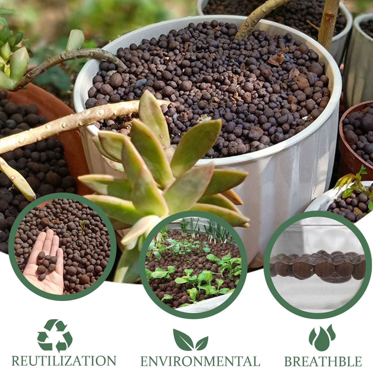Malifea 2LBS Leca Expanded Clay Pebbles Hydroponics Supplies for Indoor Garden Plants (2LBS)
