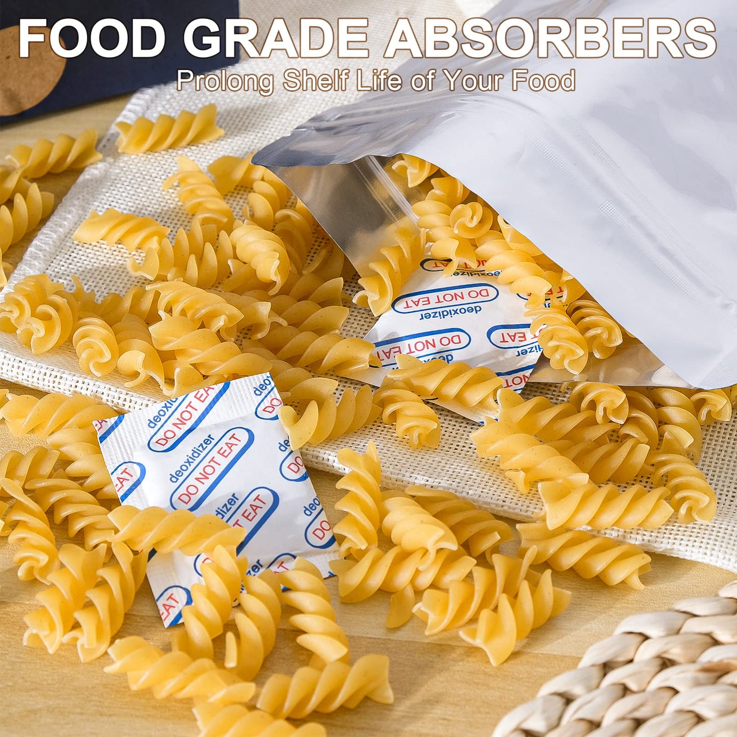 500cc Oxygen Absorbers for Food Storage - 100 Count (20x Packs of 5) - for Long Term Food Storage & Survival, Mylar Bags, Canning, Harvest Right Freeze Dryer, Dehydrated, and Preserved Foods