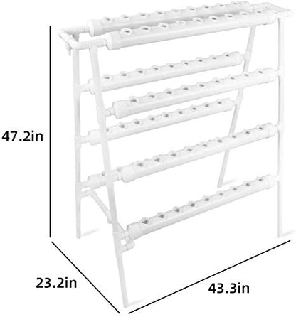 LAPOND Hydroponics Growing System Kit 72 Plant Sites 4 Layers Food-Grade PVC-U Pipes Hydroponic Grow Kit Gardening System with Water Pump, Timer,Net Pots and Sponge for Vegetables,Fruits,Herb