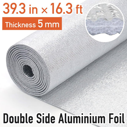 Japard Window Insulation for Summer Heat, 16ft x 39in 5mm 0.2” Thick 53.8 sqft, Aluminum Foil Bubbles Reflective Window Thermal Barrier for RV Roof Garage Door