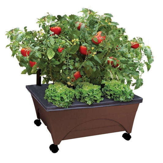 Emsco Group 2345 City Raised Bed Grow Box – Self Watering and Improved Aeration – Mobile Unit with Casters-Brown Picker