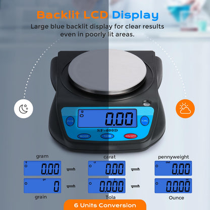 Bonvoisin Digital Lab Scale 600g x 0.01g Precision Electronic Scale LCD Display Analytical Balance Jewelry Scale Scientific Scale 0.01g Accuracy