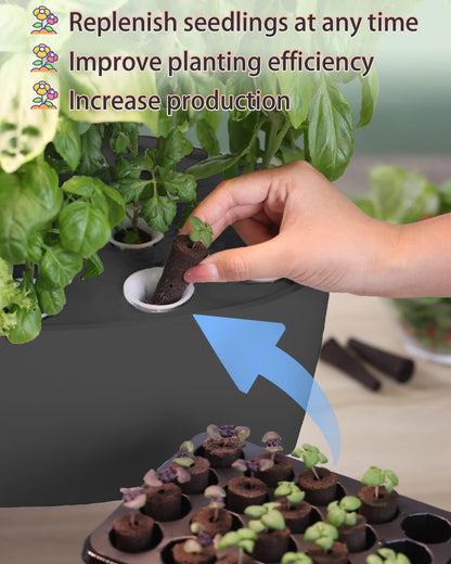 DRYADES Hydroponic Growing System Kit 16 Pods, Smart Herb Garden with Sprout Mode Can Seedling in Advance & 24W Full Spectrum LED Grow Light, Indoor Garden Planter for Home/Office/School (Black)