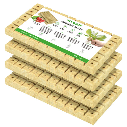 VIVOSUN 1" Rockwool Cubes, 200 Plugs Stonewool Starter Grow Cubes for Cuttings, Cloning, Plant Propagation, Seed Starting, Hydroponic Grow Media for Vigorous Plant Growth, 4 Sheets of 200 Plugs