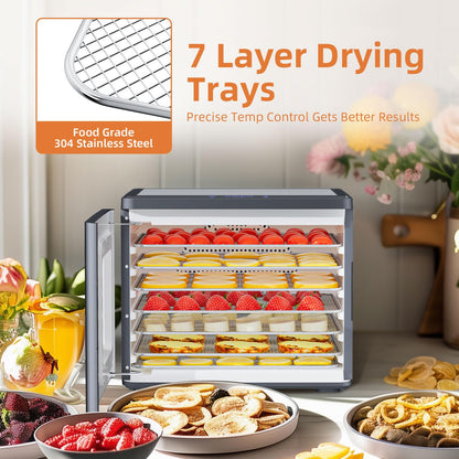 Food Dehydrator Machine for Jerky Beef: TINANA Stainless Steel Food Dryer for Meat - Digital Food Dehydrater for Fruit Herbs
