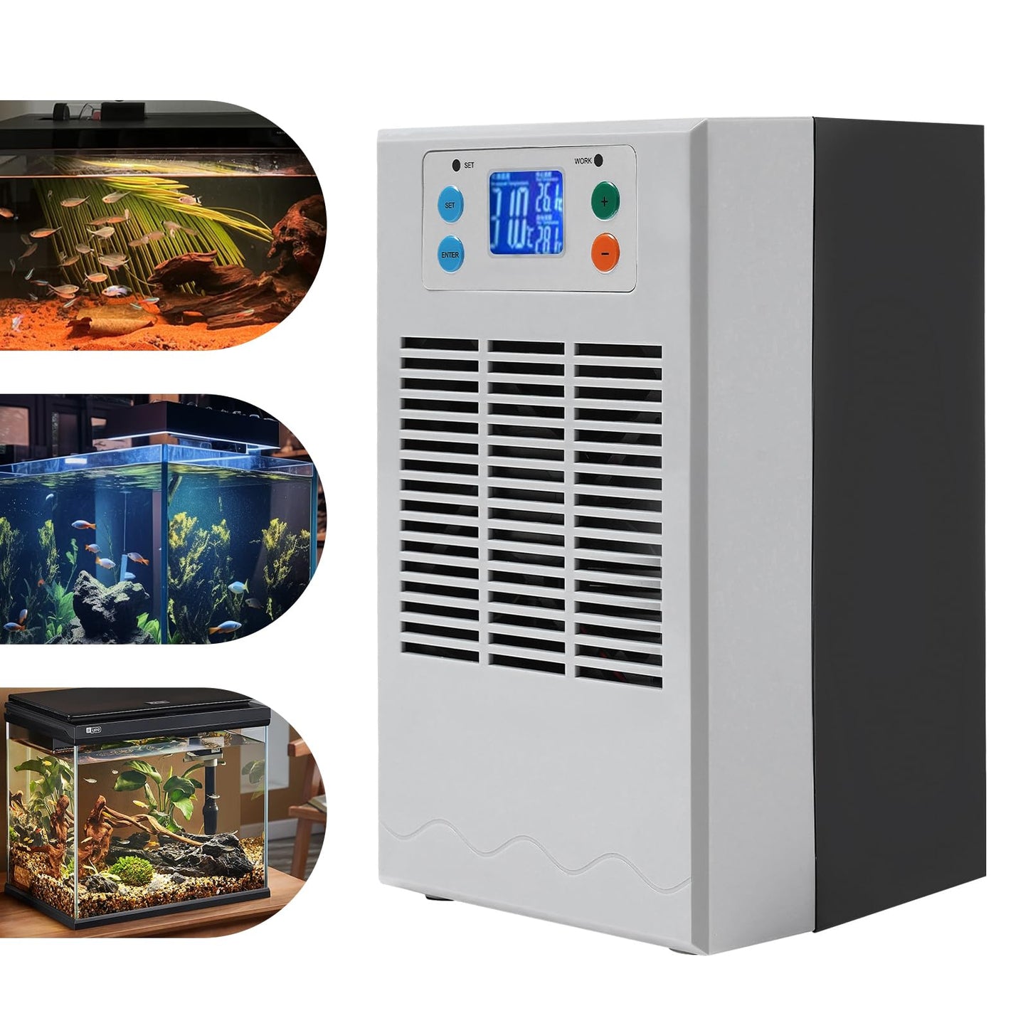 Jiabailie Aquarium Chiller,30L/7.93GAL Water Chiller for Fish Tank w/Water Pump,100W Hydroponics Water Cooler Fish Tank Chiller Constant Temperature Cooling System for Fish Tank,Jellyfish,Coral