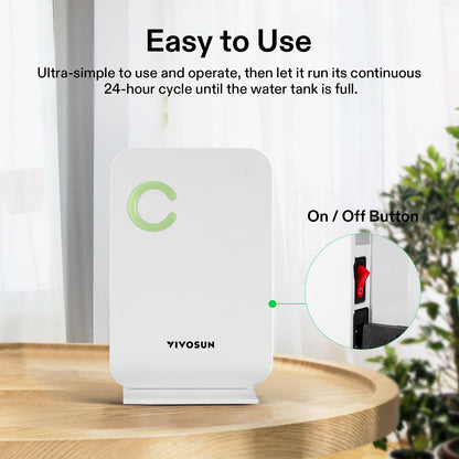 VIVOSUN Small Space Mini Dehumidifier, Ultra-Quiet Auto Shut-off Dehumidifier for Grow Tent, Bedroom, Bathroom, RV, Closet