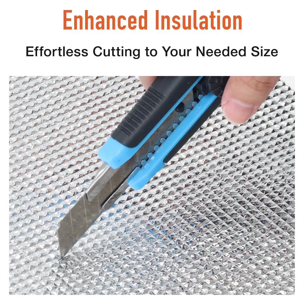 Japard Window Insulation for Summer Heat, 16ft x 39in 5mm 0.2” Thick 53.8 sqft, Aluminum Foil Bubbles Reflective Window Thermal Barrier for RV Roof Garage Door