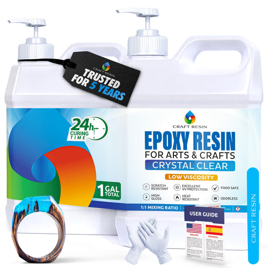 Craft Resin 1 Gallon Clear Epoxy Kit – Food Safe, UV Resistant, Beginner-Friendly