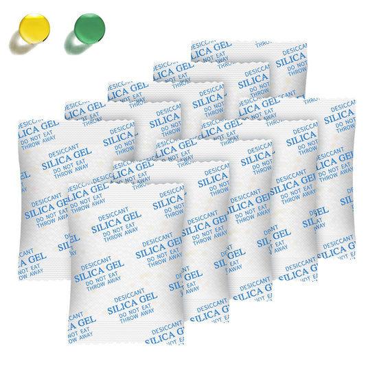 Silica Gel Packets - 10 Gram 120 Packs Moisture Absorbers, Food Grade Desiccant Packs for Storage, Premium Color Indicating Desiccant Packs for Storage, Widely Used for Foods, Electronics, Jewelry