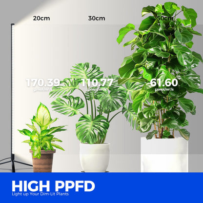 Barrina Standing Grow Light T10, 42W 5000K, Full Spectrum LED Plant Light for Indoor,Vertical Grow Light, Wide Coverage, 4FT Height with On/Off Switch and Tripod Floor Stand
