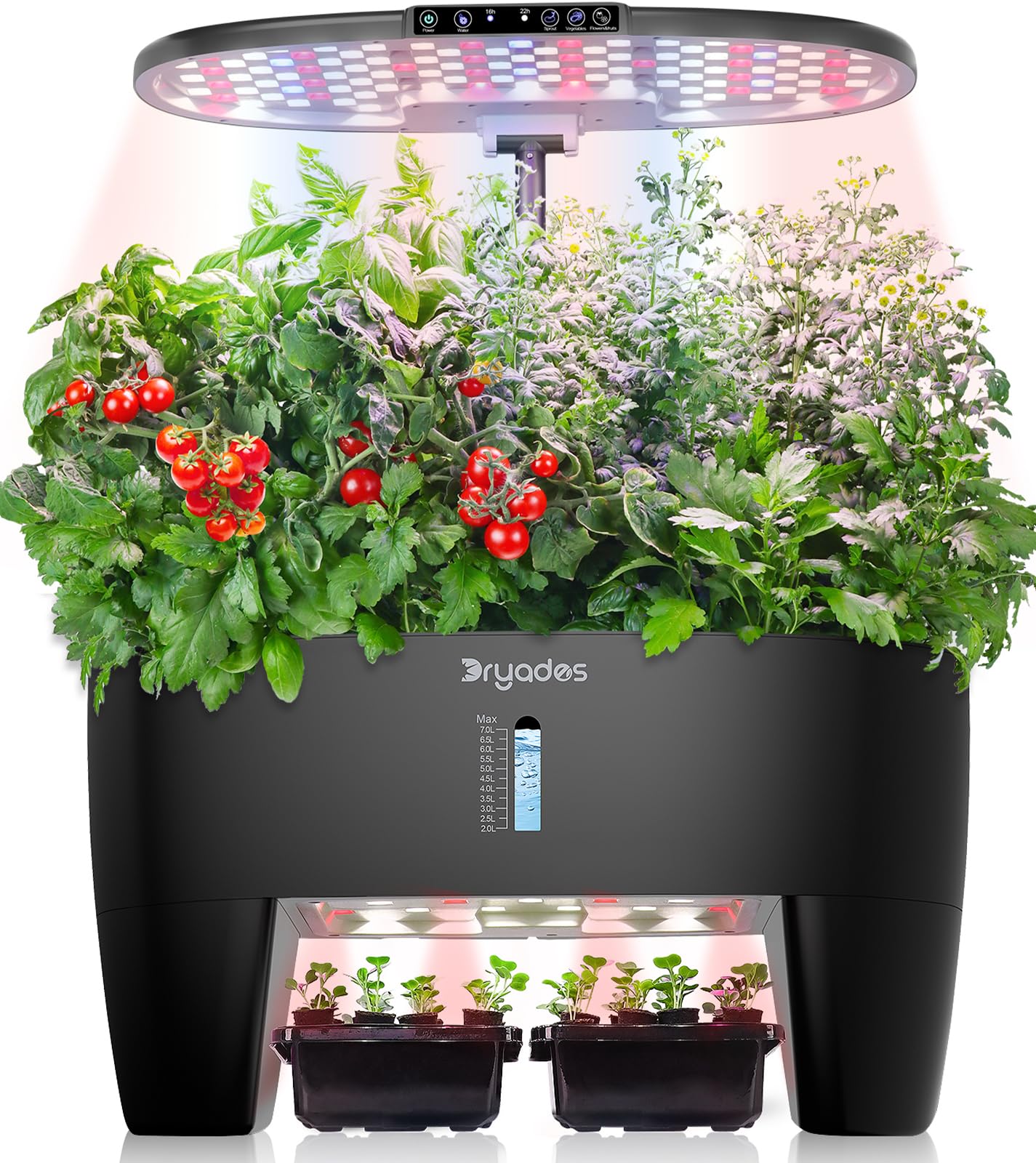 DRYADES Hydroponic Growing System Kit 16 Pods, Smart Herb Garden with Sprout Mode Can Seedling in Advance & 24W Full Spectrum LED Grow Light, Indoor Garden Planter for Home/Office/School (Black)
