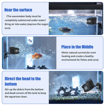 AQUANEAT Circulation Pump, 800GPH Aquarium Wave Maker, Fish Tank Powerhead Submersible Water Pump with Suction Cup