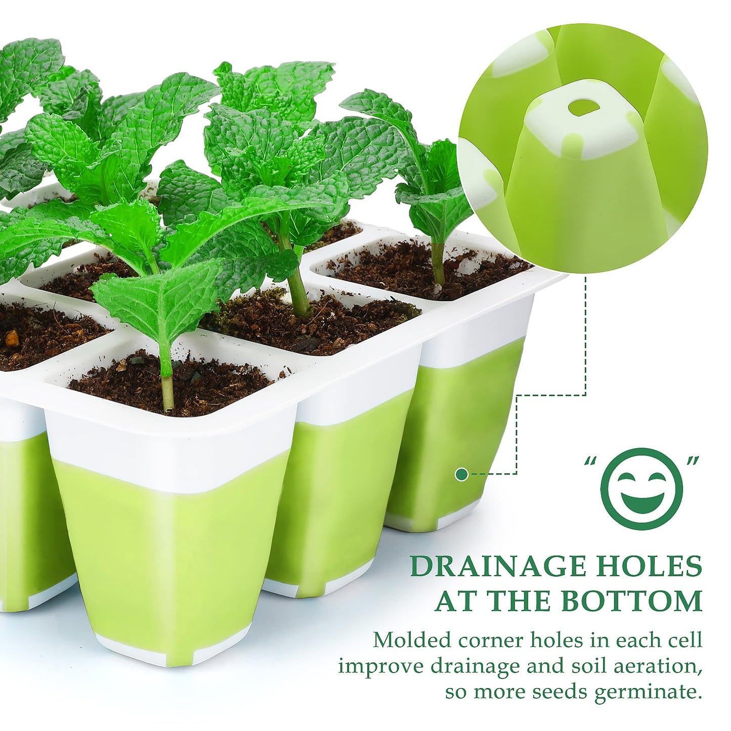 6pcs Seed Starter Kit, 72-Cell Silicone Plant Trays with Flexible Pop-Out Design for Indoor Gardening