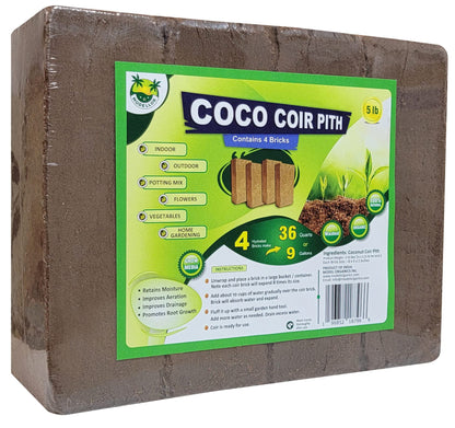 MODELLOR 4 Bricks (5 lb) Premium Super Washed Coco Coir, Yields 9 gallons, Seed Starter, Organic, pH Balanced, Gardening, Indoor, Outdoor use.