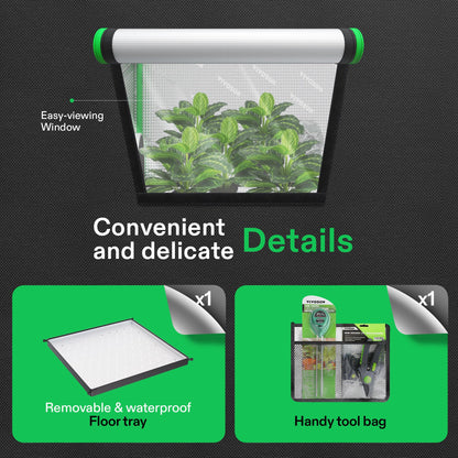 VIVOSUN 2-in-1 4x3 Grow Tent, 48"x36"x72" High Reflective Mylar with Multi-Chamber and Floor Tray for Hydroponic Indoor Plant