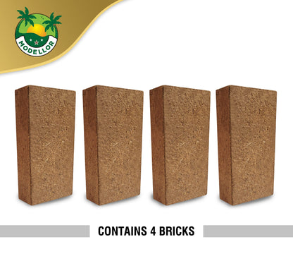 MODELLOR 4 Bricks (5 lb) Premium Super Washed Coco Coir, Yields 9 gallons, Seed Starter, Organic, pH Balanced, Gardening, Indoor, Outdoor use.