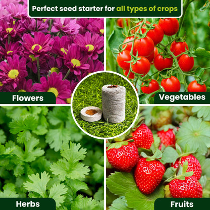 Gro-Med Organic Coco Coir Seed Starter Pellets NPK Enriched 50 Pcs, 35mm Perfect to Grow Herbs, Vegetables, Flowers,Fruits Seedlings, Compressed Coconut Coir Soil Plugs - Easy to Transplant in Pot